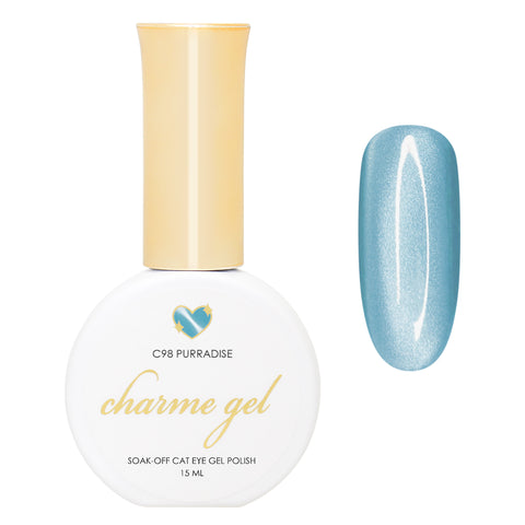 Charme Gel / Cat Eye C98 Purradise Blue Magnetic Nail Polish Summer Mermaid Ocean Trend