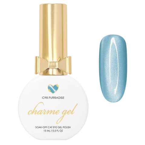 Charme Gel / Cat Eye C98 Purradise Blue Magnetic Nail Polish Summer Mermaid Ocean Trend