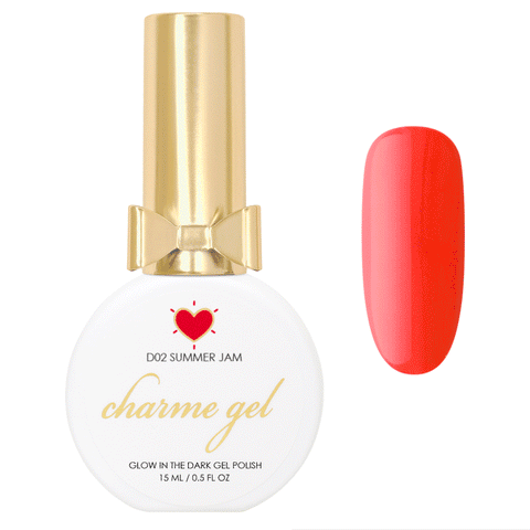 Charme Gel Polish / Glow in the Dark D02 Summer Jam Red Orange Party Festival Nail Polish