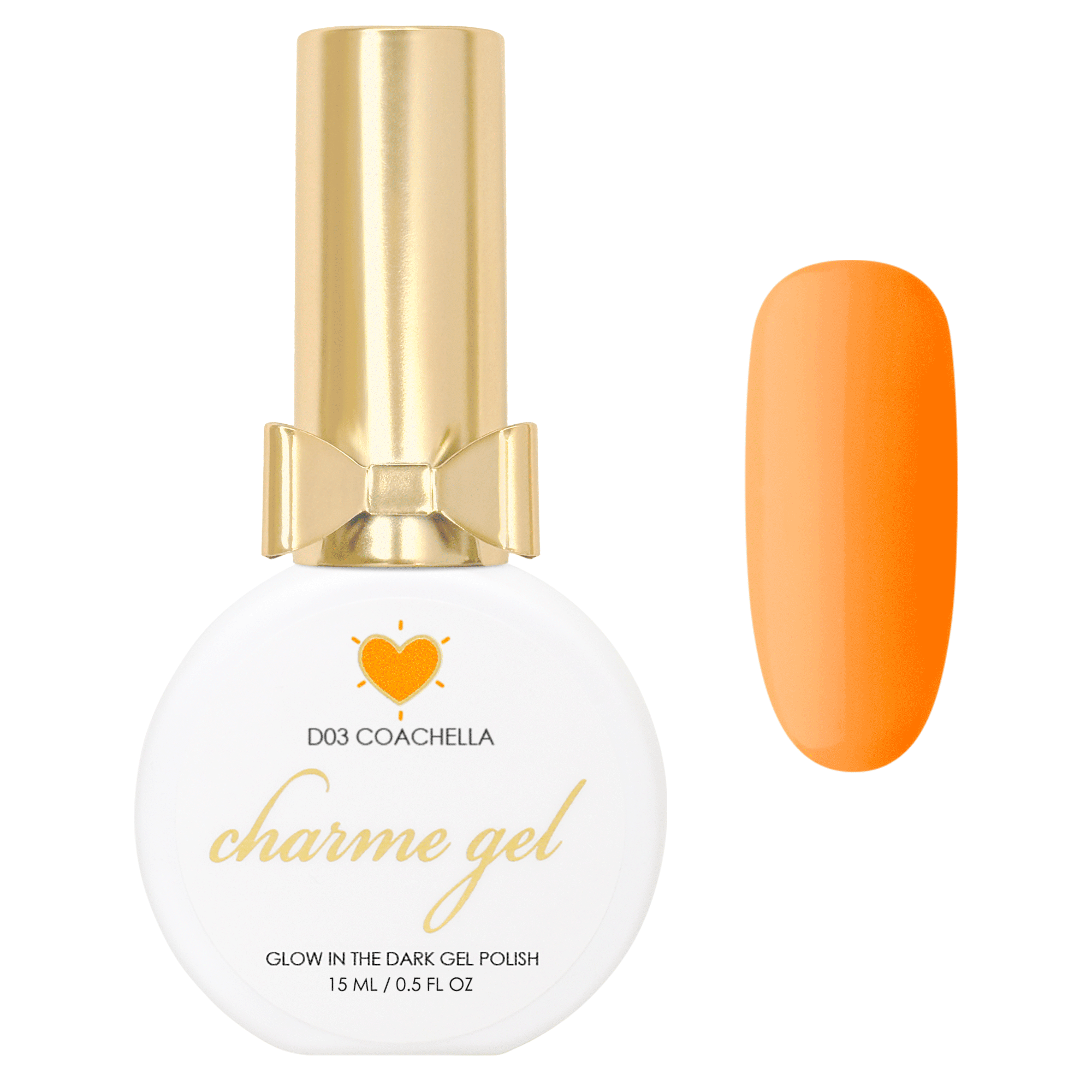 Charme Gel Polish / Glow in the Dark D03 Coachella Orange Yellow Fun Neon Nail Polish