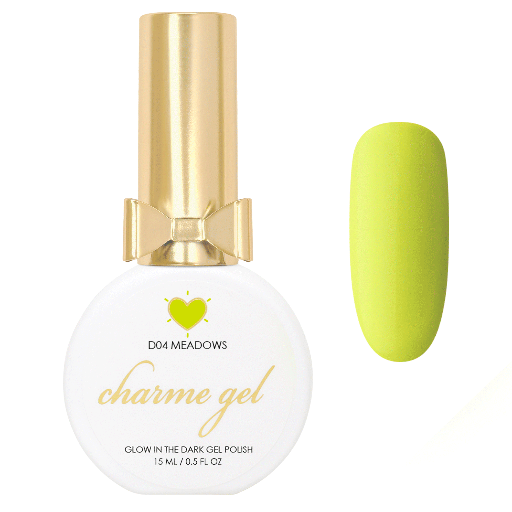Charme Gel Polish / Glow in the Dark D04 Meadows Lime Green Yellow Neon Party Nail Polish