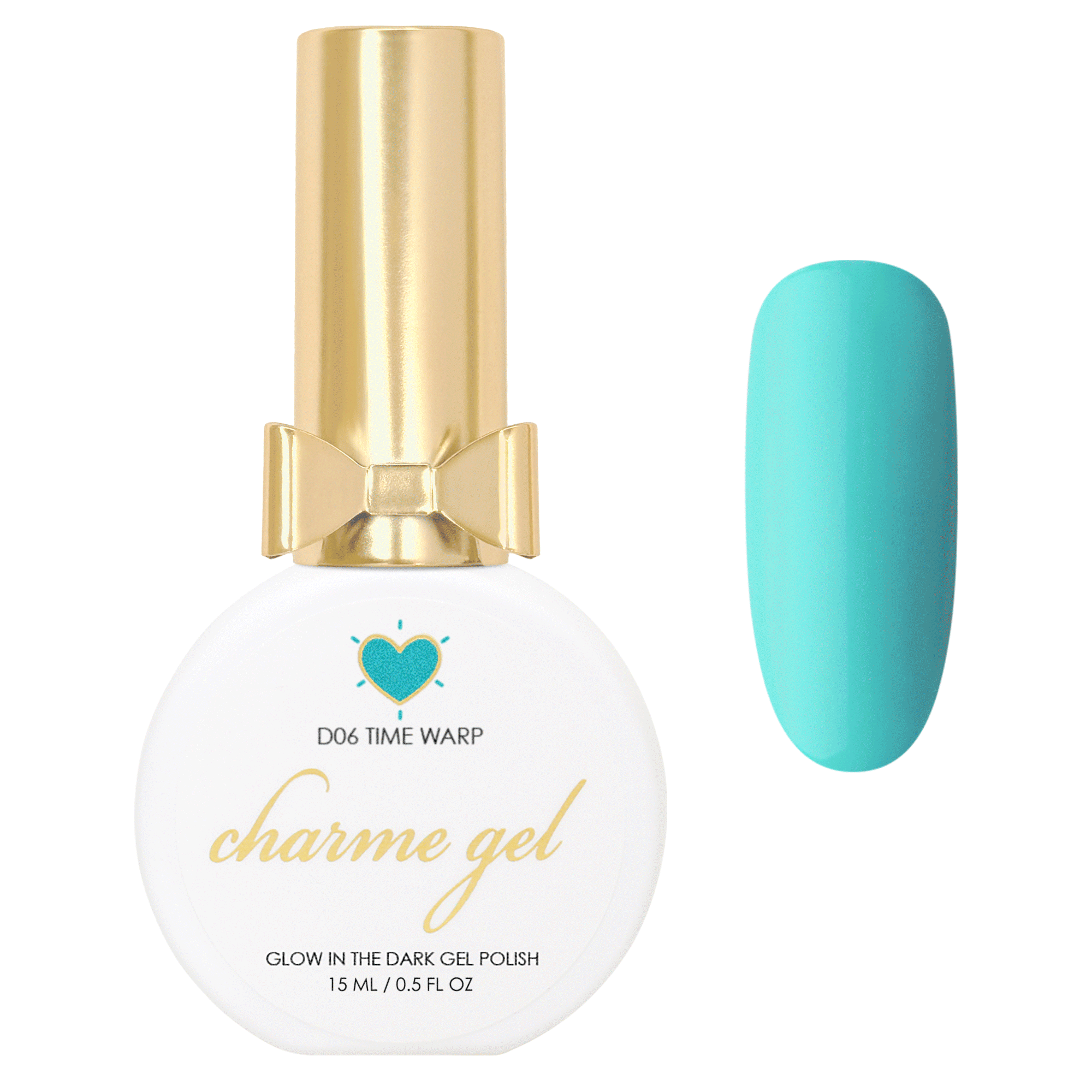 Charme Gel Polish / Glow in the Dark D06 Time Warp Neon Turquoise Blue Rave Nail Polish