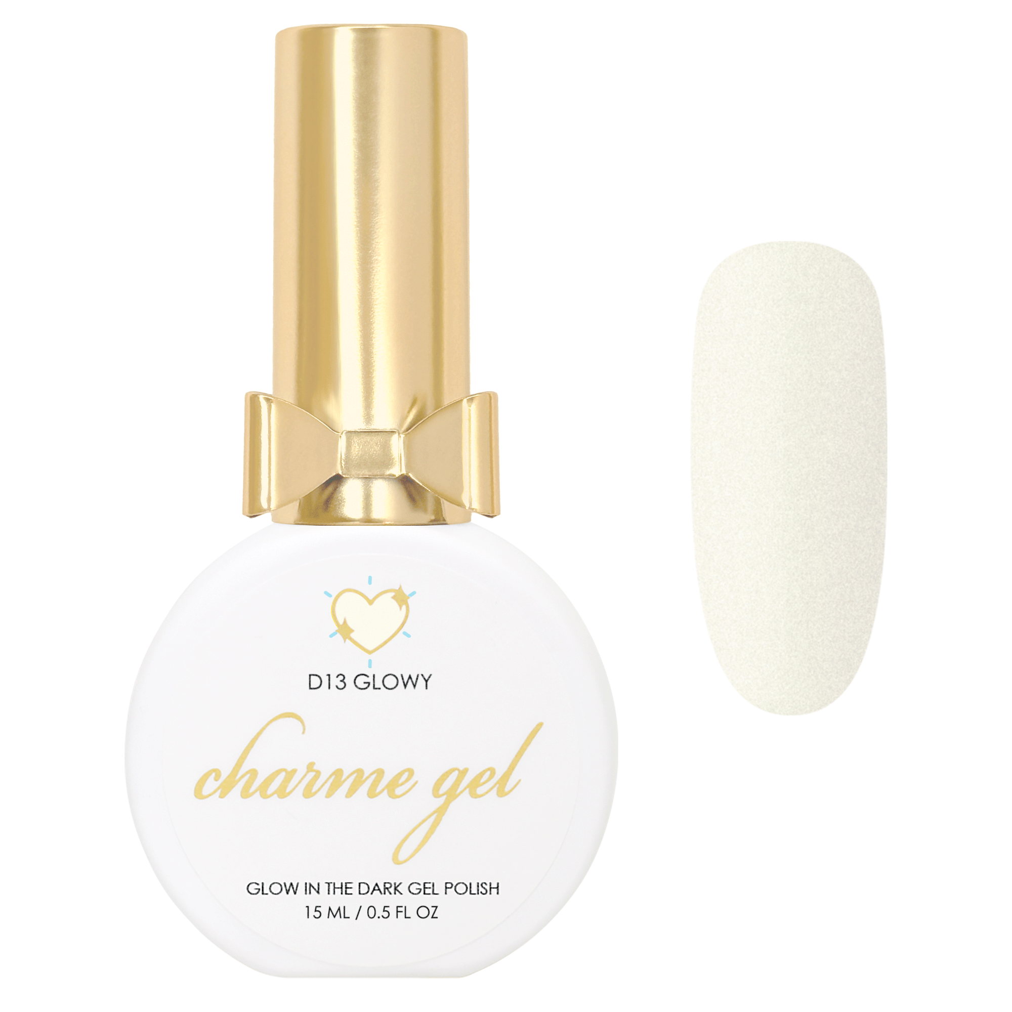 Charme Gel / Glow in the Dark D13 Glowy Gelly Nail Polish Topper Milky Off White Jelly