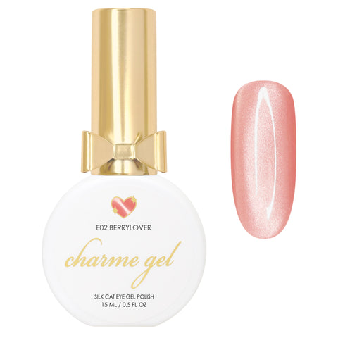 Charme Gel / Cat Eye E02 Berrylover Satin Silk Peach Coral Pink Magnetic Gel Nail Polish
