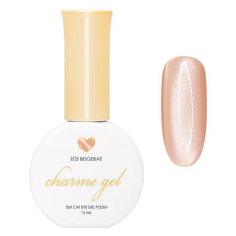 Charme Gel / Cat Eye E03 Beigebae Satin Silk Beige Magnetic Gel Nail Polish