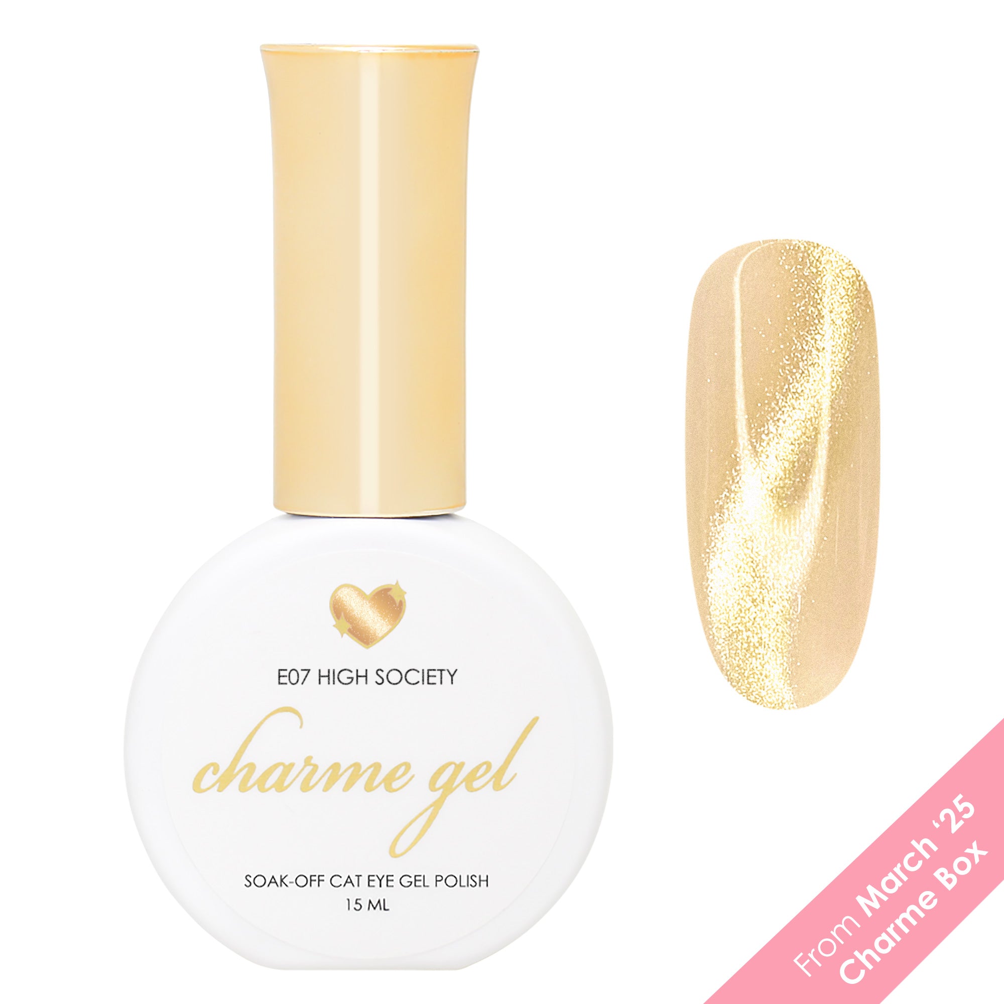 Charme Gel Nail Polish Cat Eye E07 High Society Gold Golden Magnetic Gel Luxury
