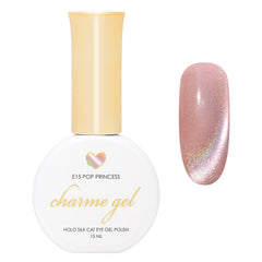 Charme Gel / Cat Eye E15 Pop Princess Red Holo Holographic Silk Magnetic Nail Polish