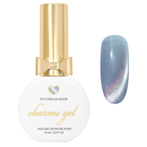 Charme Gel / Cat Eye E19 Chillax Mode Blue Holo Holographic Silk Magnetic Nail Polish Cool Genz Y2K
