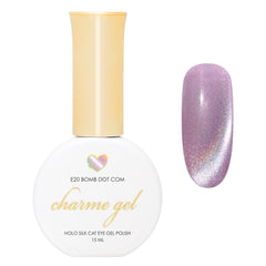Charme Gel / Cat Eye E20 Bomb Dot Com Lavender Purple Lilac Holo Holographic Silk Magnetic Nail Polish Y2K