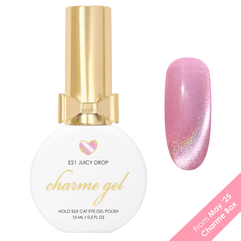 Charme Gel Cat Eye E21 Juicy Drop Pink Holo Holographic Silk Magnetic Nail Polish
