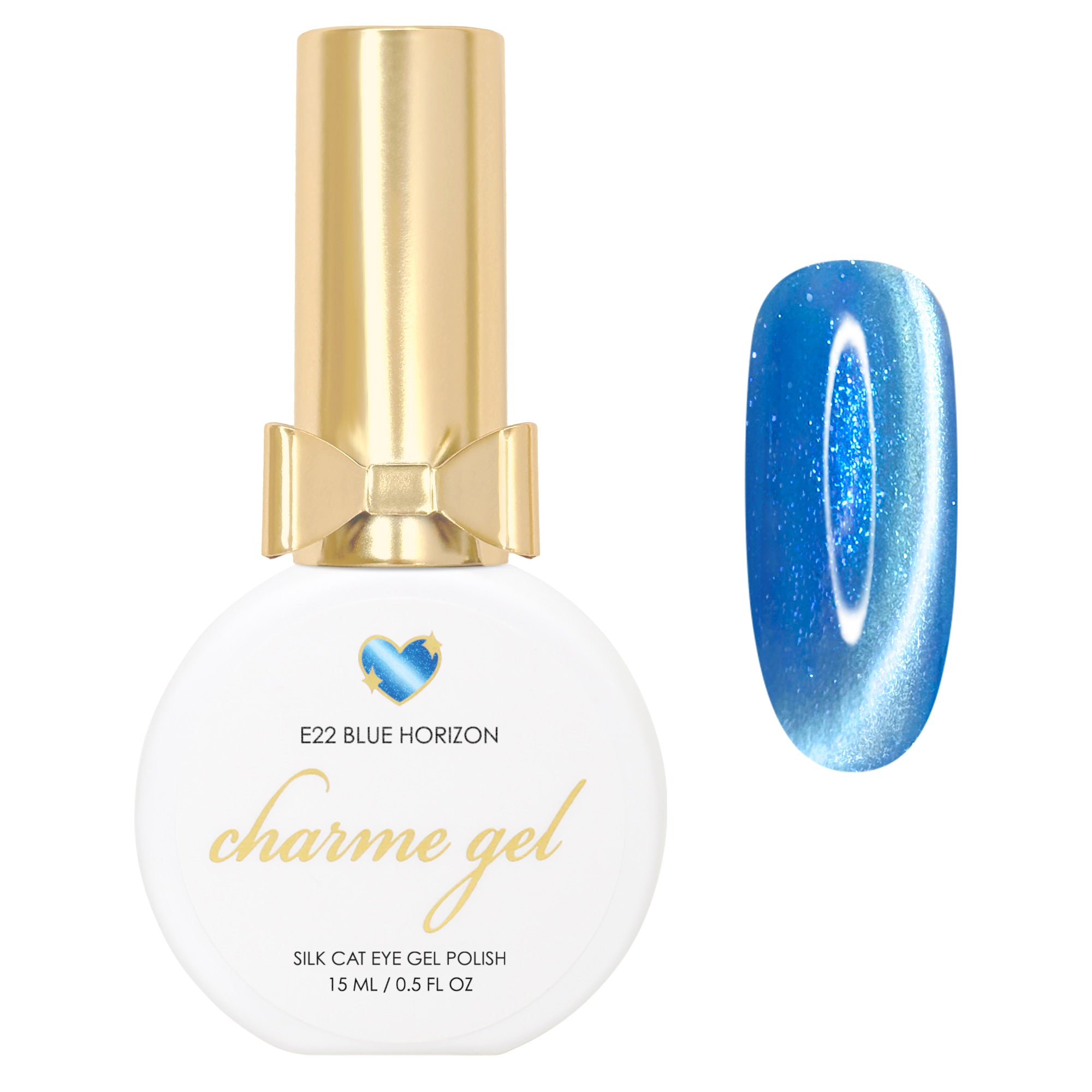 Charme Gel Nail Polish Cat Eye E22 Blue Horizon Magnetic Ocean Color Shimmer Summer Musthave
