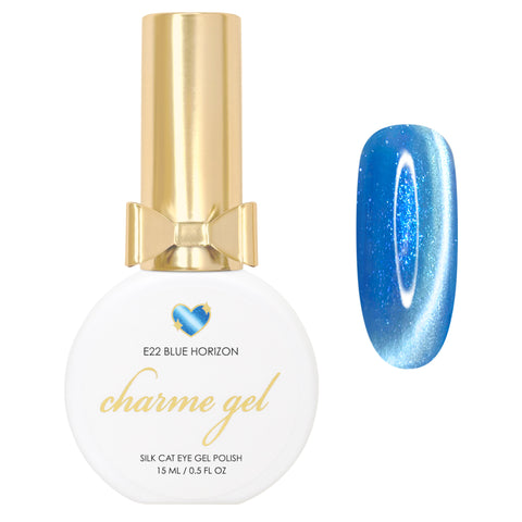 Charme Gel Nail Polish Cat Eye E22 Blue Horizon Magnetic Ocean Color Shimmer Summer Musthave