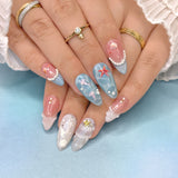 Charme Gel Nail Polish Cat Eye E24 Sea Breeze Magnetic Pigment Light Baby Blue White Shimmer Dreamy Summer Color