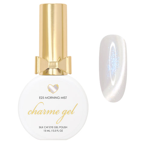 Charme Gel Nail Polish Cat Eye E25 Morning Mist Magnetic White Silver Color Blue Shimmer Shine Clean Girl Trend