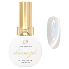Charme Gel Nail Polish Cat Eye E25 Morning Mist Magnetic White Silver Color Blue Shimmer Shine Clean Girl Trend