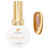 Charme Gel Nail Polish Cat Eye E27 Sunset Beach Magnetic Caramel Beige Light Brown Blue Shimmer Iridescent Summer Color