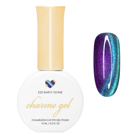 Charme Gel / Cat Eye E33 Simply Divine Purple Blue Teal Chameleon Magnetic Nail Polish Color Shifting