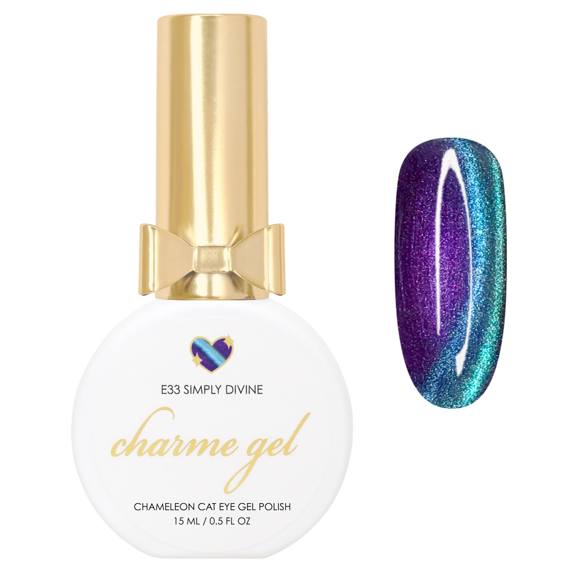 Charme Gel / Cat Eye E33 Simply Divine Purple Blue Teal Chameleon Magnetic Nail Polish Color Shifting