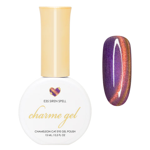 Charme Gel / Cat Eye E35 Siren Spell Purple Yellow Orange Chameleon Magnetic Nail Polish Color Shifting