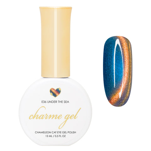 Charme Gel / Cat Eye E36 Under The Sea Blue Yellow Orange Chameleon Magnetic Nail Polish Color Shifting