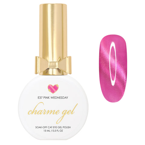 Charme Gel / Cat Eye E37 Pink Wednesday Silky Magnetic Color Shifting Nail Polish Hot Pink