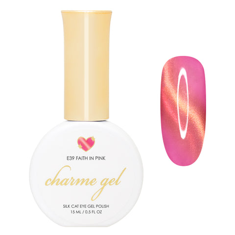 Charme Gel / Cat Eye E39 Faith in Pink Coral Silky Magnetic Color Shifting Nail Polish