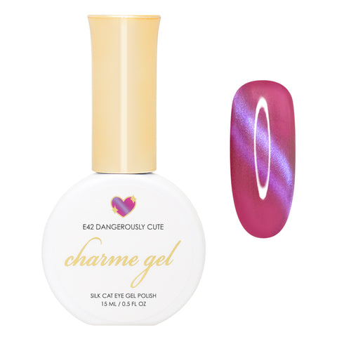 Charme Gel Cat Eye E42 Dangerously Cute Dark Pink Purple Magnetic Nail Polish Silk Fine Summer