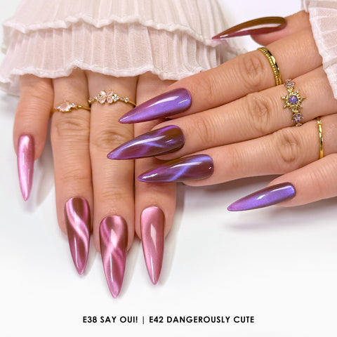 Charme Gel Cat Eye E42 Dangerously Cute Dark Pink Purple Magnetic Nail Polish Silk Fine Summer