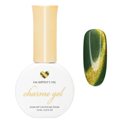 Charme Gel / Cat Eye E46 Serpent's Veil Green Gold Magnetic Nail Polish Dark Wizard Oz Wicked