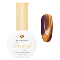 Charme Gel / Cat Eye E47 Dark Marked Purple Plum Gold Magnetic Nail Polish Fall Winter Halloween Color Trendy