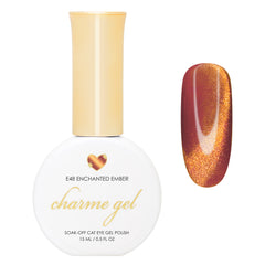 Charme Gel / Cat Eye E48 Enchanted Ember Copper Orange Magnetic Nail Polish Pumpkin Brick Fall Autumn Shade