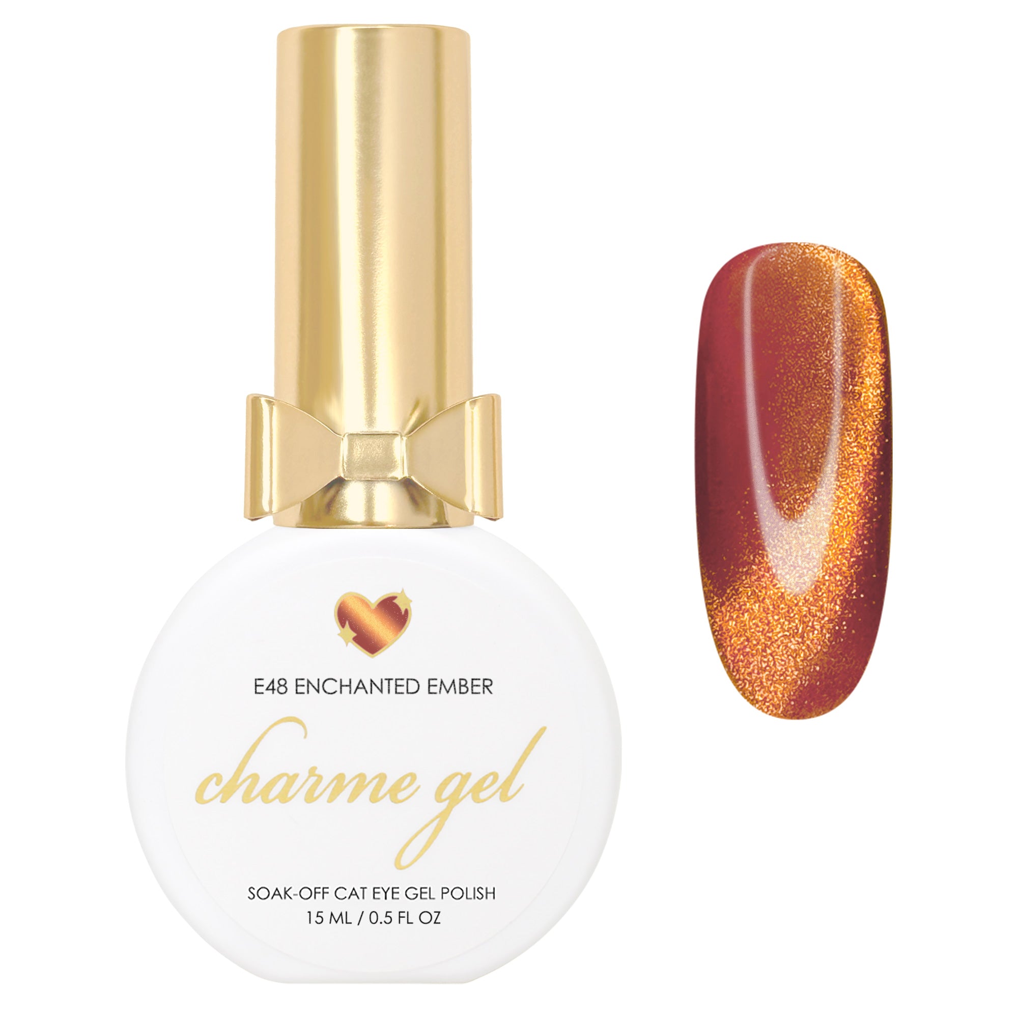 Charme Gel / Cat Eye E48 Enchanted Ember Copper Orange Magnetic Nail Polish Pumpkin Brick Fall Autumn Shade