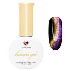 Charme Gel Nail Polish Cat Eye E52 Nocturne Chameleon Color Changing Magnetic Purple Gold Orange Pink