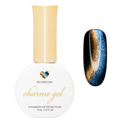 Charme Gel Nail Polish Cat Eye E53 Obscura Chameleon Magnetic Blue Gold Orange Yellow Color Shifting