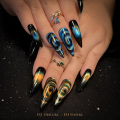 Charme Gel  Gel Nail Polish Cat Eye E54 Vespera Chameleon Green Gold Blue Purple Color Shift Effect