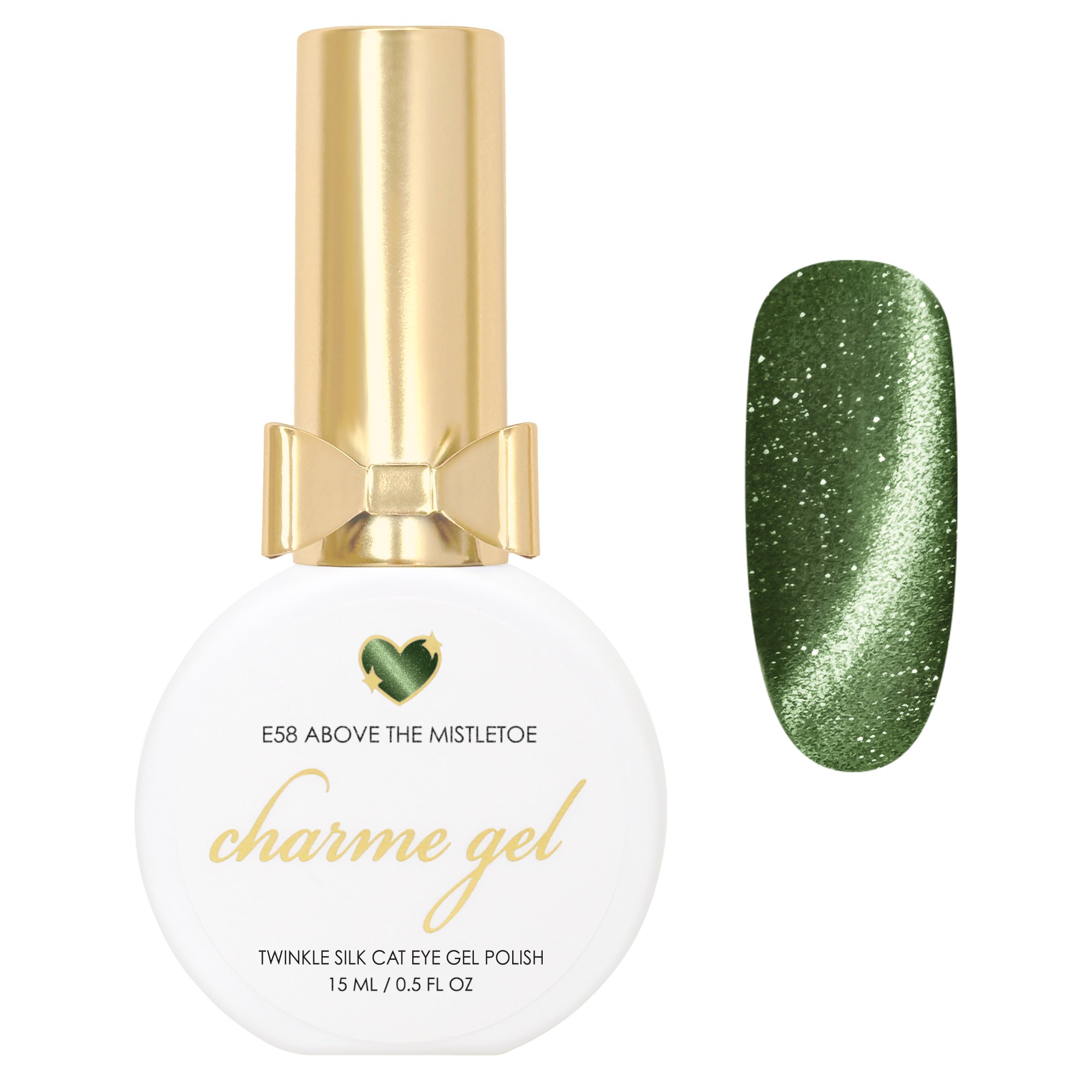 Charme Gel / Cat Eye E58 Above the Mistletoe Green Nail Polish Holiday Magnetic Trend Viral