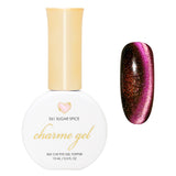 Charme Gel Pink Magnetic Nail Polish Cat Eye E61 Sugar Spice Holiday Pink Red Silk Shimmer