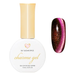 Charme Gel Pink Magnetic Nail Polish Cat Eye E61 Sugar Spice Holiday Pink Red Silk Shimmer