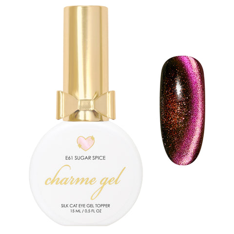 Charme Gel Pink Magnetic Nail Polish Cat Eye E61 Sugar Spice Holiday Pink Red Silk Shimmer