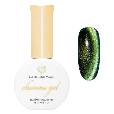 Charme Gel Nail Polish Magnetic Cat Eye E63 Mistletoe Magic Green Silk Color Shifting Iridescent