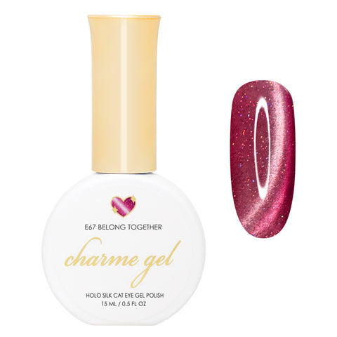 Charme Gel Magnetic Nail Polish Plum Pink Holographic Holo Sparkle Cat Eye E67 Belong Together