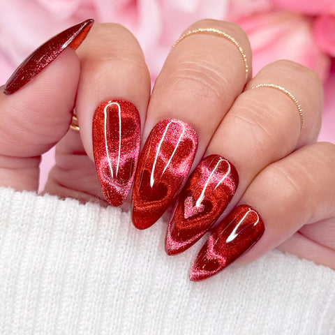 Charme Gel / Cat Eye E68 Always and Forever Red Pink Magnetic Cute Sparkle