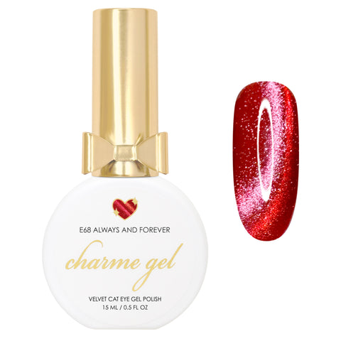 Charme Gel Red Magnetic Cat Eye Nail Polish Glitter Sparkly Festive Valentine's Day E68 Always and Forever