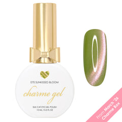 Charme Gel Nail Polish Cat Eye E70 Sunkissed Bloom Matcha Green Magnetic Pink Shine
