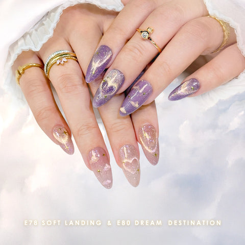 Charme Gel Nail Polish Cat Eye E78 Soft Landing Light Beige Pink Neutral Magnetic Iridescent Shimmers Spring Summer