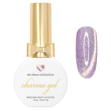 Charme Gel Nail Polish Cat Eye E80 Dream Destination Lavender Purple Magnetic Velvet Gold Shine Iridescent Flake Twinkle