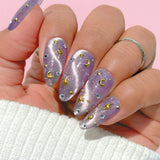Charme Gel Nail Polish Cat Eye E80 Dream Destination Lavender Purple Magnetic Velvet Gold Shine Iridescent Flake Twinkle