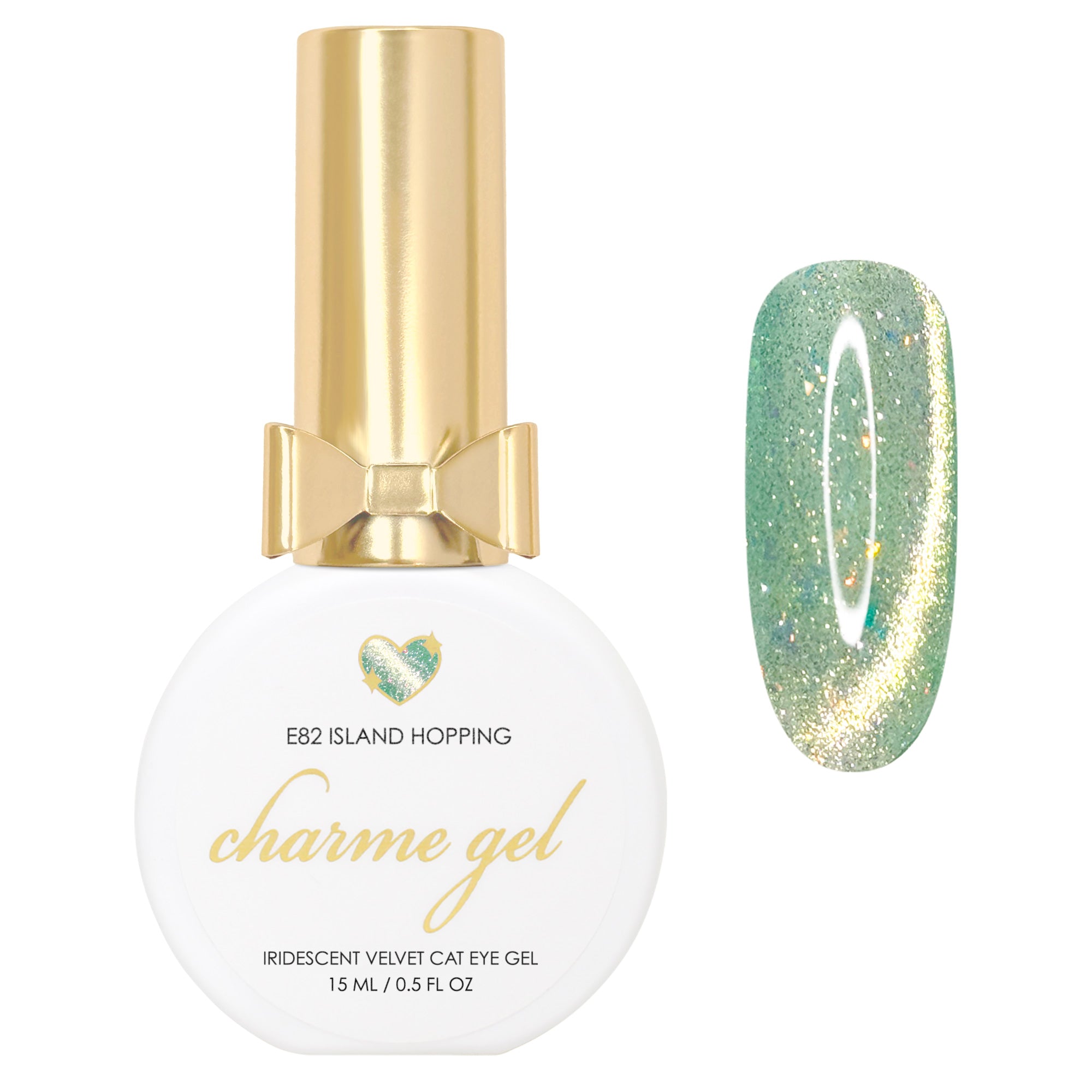 Charme Gel Nail Polish Magnetic Cat Eye E82 Island Hopping Green Turquoise Summer Spring Color Trend