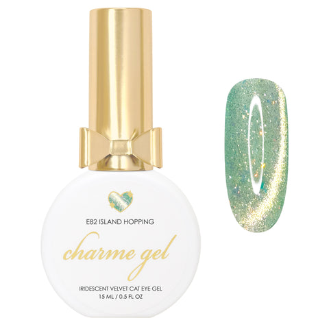 Charme Gel Nail Polish Magnetic Cat Eye E82 Island Hopping Green Turquoise Summer Spring Color Trend