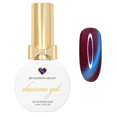Charme Gel / Cat Eye E89 Haunting Melody Burgundy Maroon Blue Magnetic Shine Nail Polish Dark Halloween